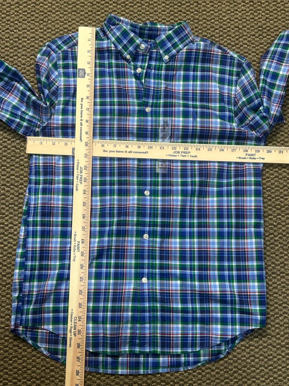 Ralph Lauren Blue, Green & White Plaid Button-Down Shirt